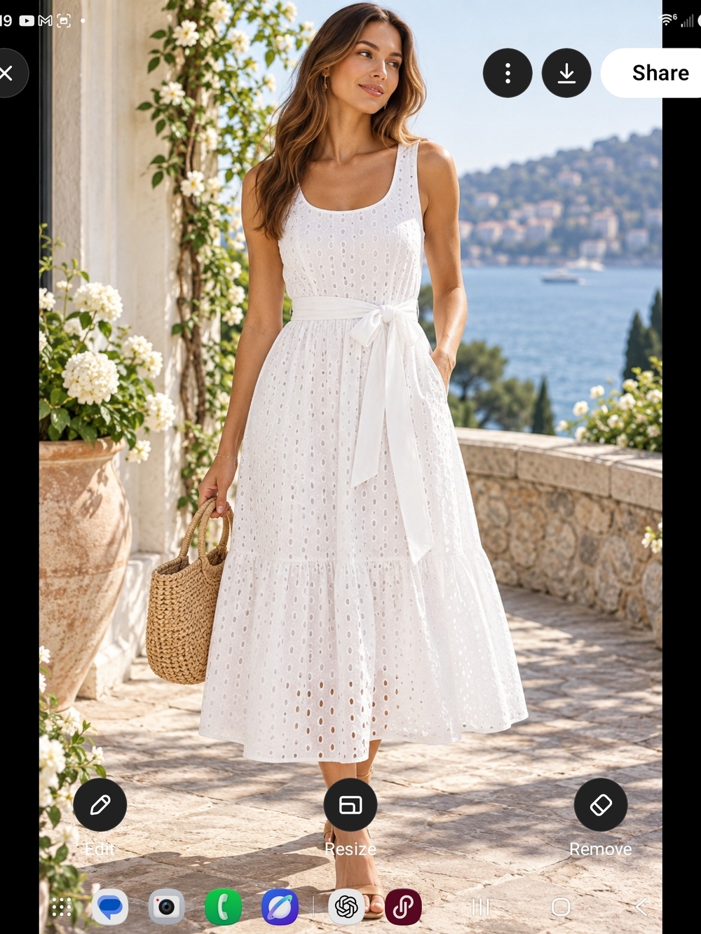 J. Crew White Eyelet Midi Dress with Waist Tie